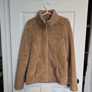 Women's Tan Teddy Sherpa Zip Jacket